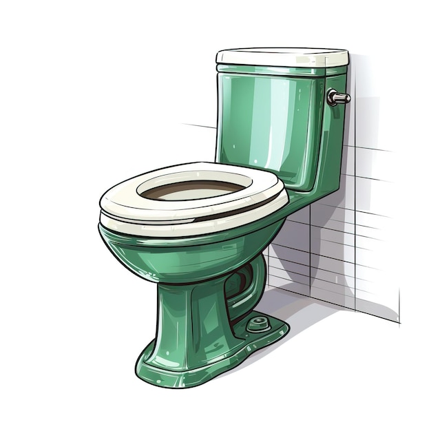 Vector green color toilet handdrawn vector white background iso