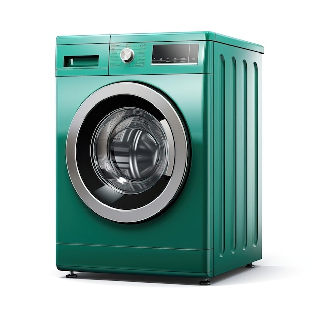 Green color Washing machine 3D vector white background is