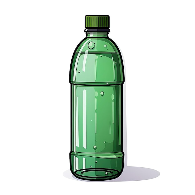 Green color Water bottle cartoon vector white background