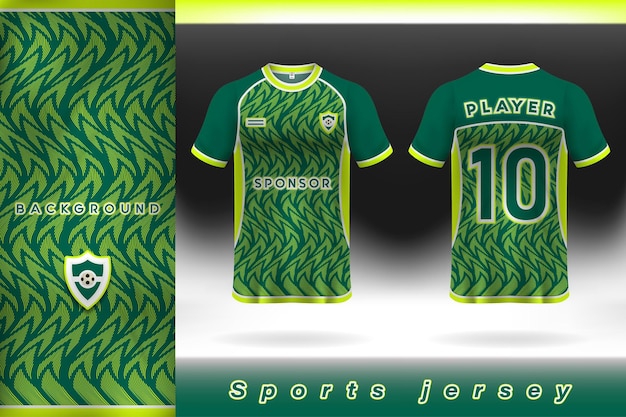 Disegno del modello di jersey sportivo con motivo a freccia ondulata di colore verde