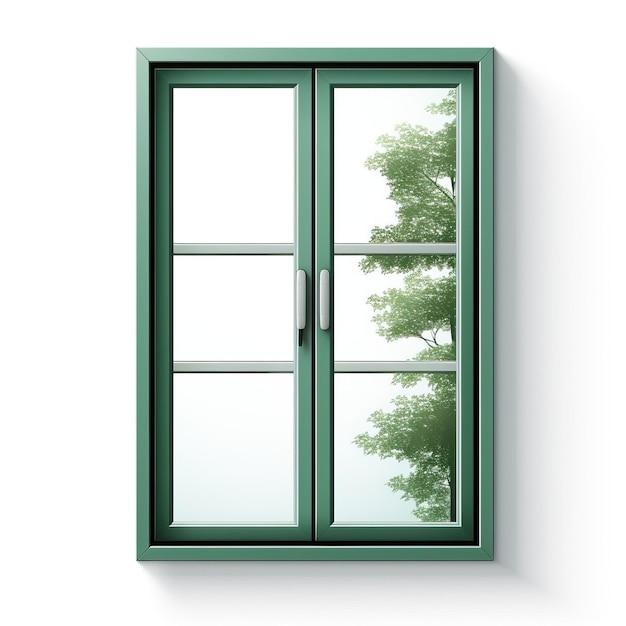 Green color Window 3D vector white background isolated hi