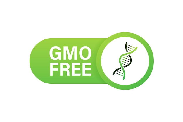 녹색 색상의 Gmo 무료 엠블럼, 배지, 로고, 아이콘. 벡터 재고 일러스트 레이 션.