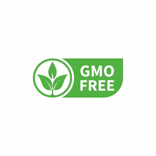 녹색 컬러 GMO 무료 엠블럼 배지 로고 아이콘 벡터 재고 일러스트