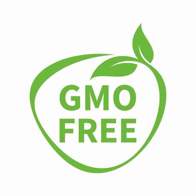 녹색 컬러 GMO 무료 엠블럼 배지 로고 아이콘 벡터 재고 일러스트