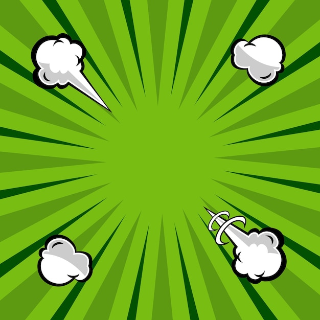 Vector green comic background with cloud