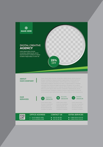 Green concise modern business  agency flyer  design template