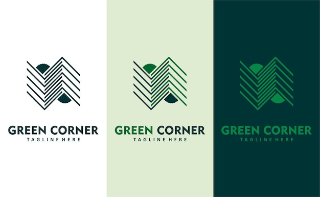 Green corner site eco sustainability company logo design vector