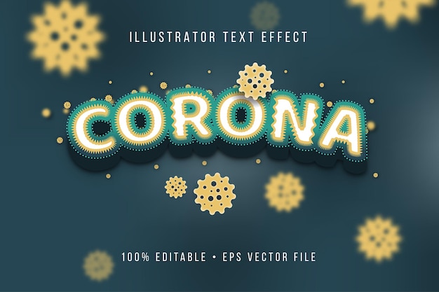 Vector green corona virus 3d text style