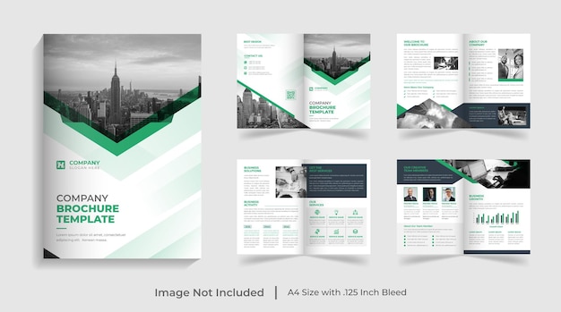 Green corporate modern bi fold brochure template company profile