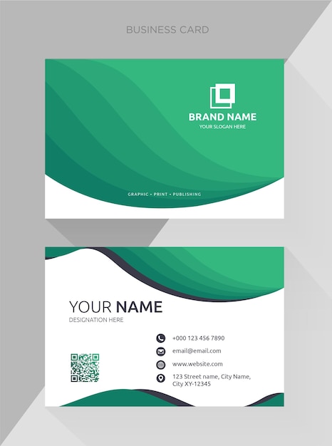 Green corporate visiting business card professional stationery vector design