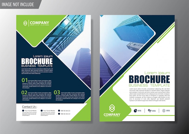 Green cover flyer and brochure business template