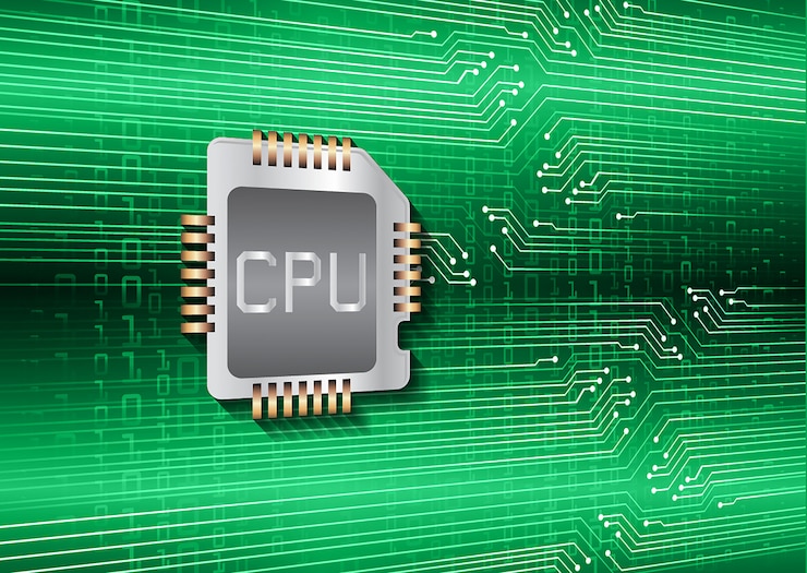 Vector green cpu cyber circuit future technology concept background