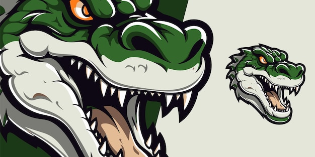 Green Crocodile Head Logo Mascot Dynamic Vector Graphic for Sport and ESport Teams