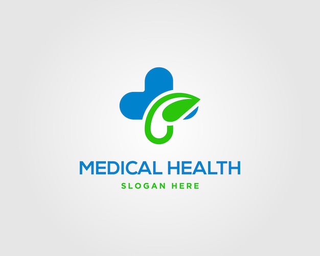 Vector green cross health medical logo design template vector