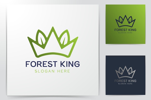 Green crown and leaf logo inspiration isolated on white background