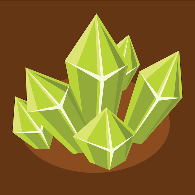 Green Crystals Vector Image Isolated On Transparent Background