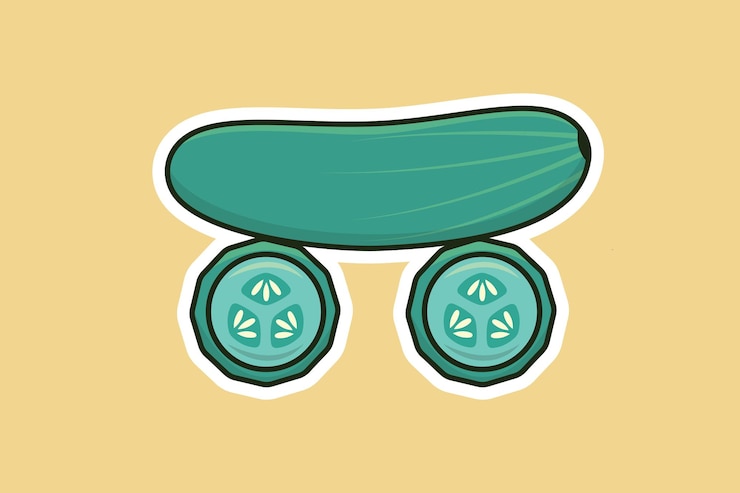 Vector green cucumber vegetable sticker vector illustration food nature icon concept