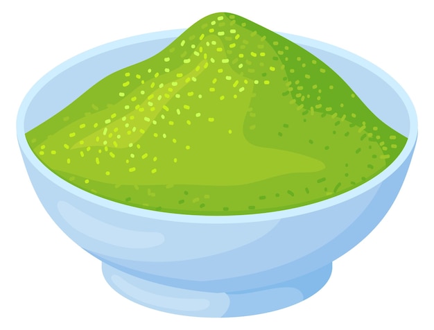 Green curry powder Cartoon spice bowl icon