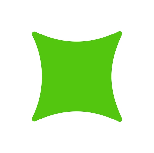 Green curved square star vector icon