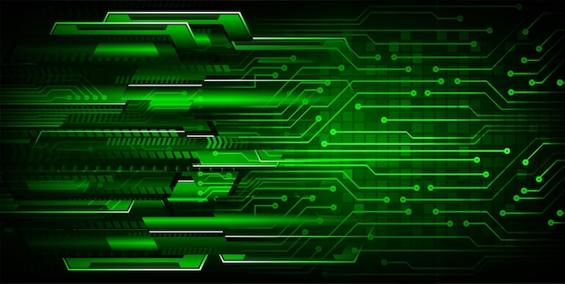 Sfondo di tecnologia futura del circuito cyber verde