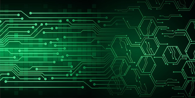 green cyber circuit future technology concept