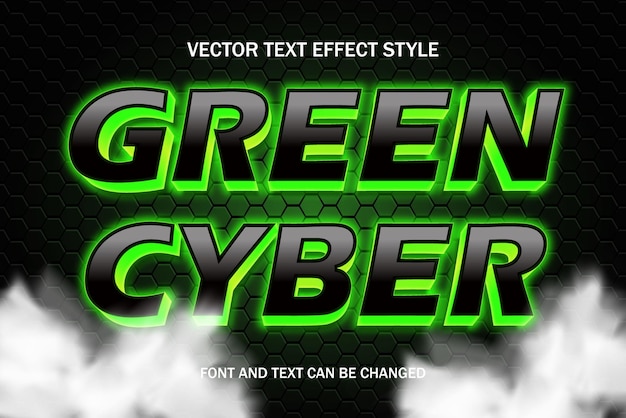 녹색 사이버 라이트 글꼴 타이포그래피 레터링 3d 편집 가능한 텍스트 효과 글꼴 스타일 템플릿 배경
