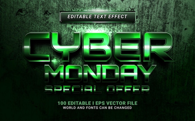 Green cyber monday 3d style text effect