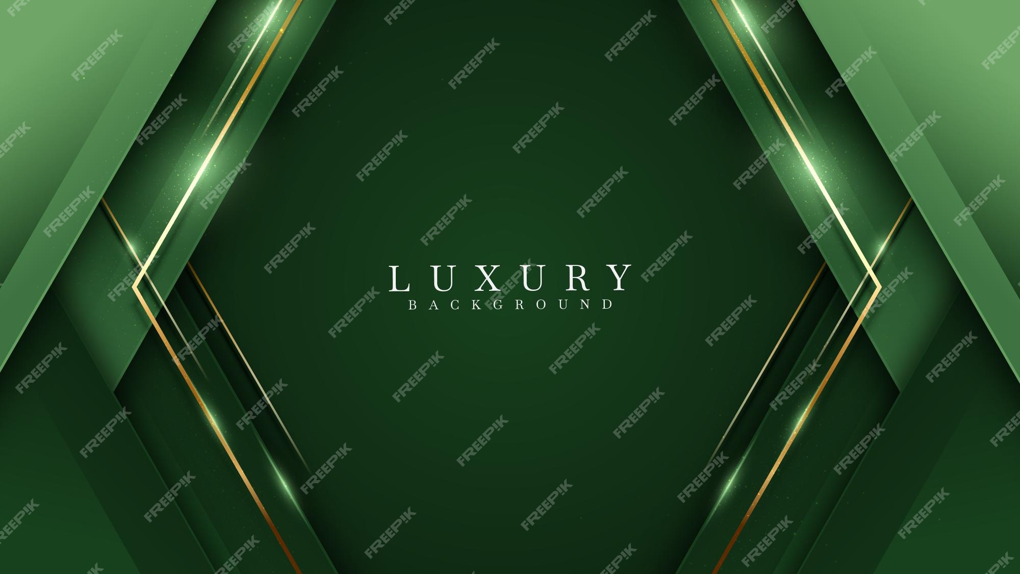 Premium Vector | Green on dark shade with elegance golden line elements.  realistic luxury background paper cut style 3d modern concept. space for  paste text. vector illustration for design.