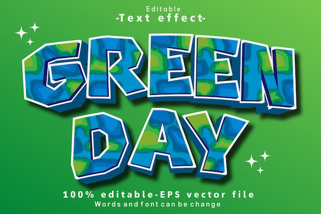 Green Day Editable Text Effect 3D Modern Style