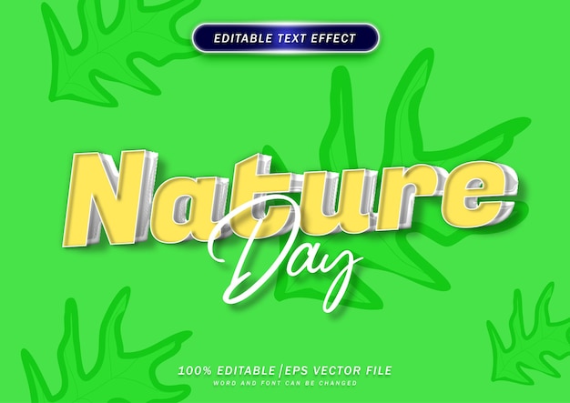 Vector green day nature 3d text style effect editable