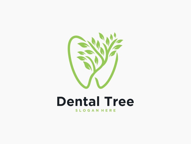 Green dental tree nature logo design