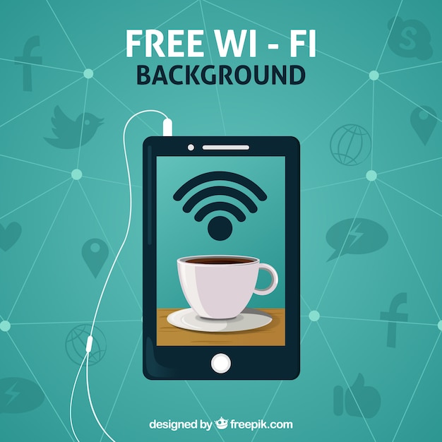 Vector green device background with free wifi