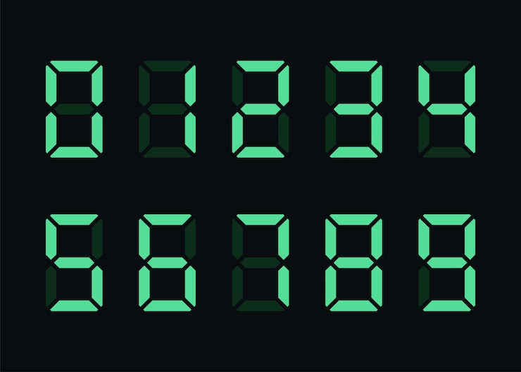 Vector green digital numbers on black