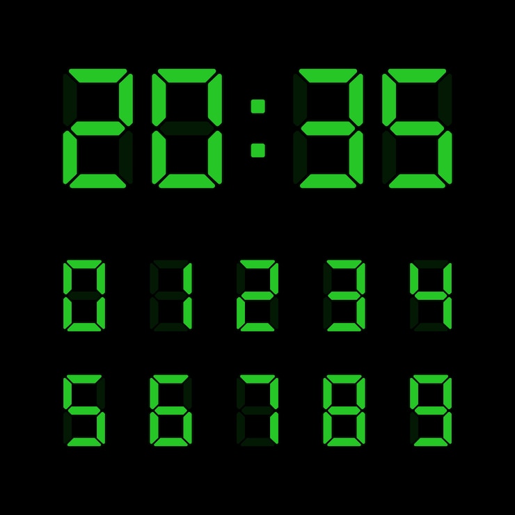 Vector green digital numbers set isolated .