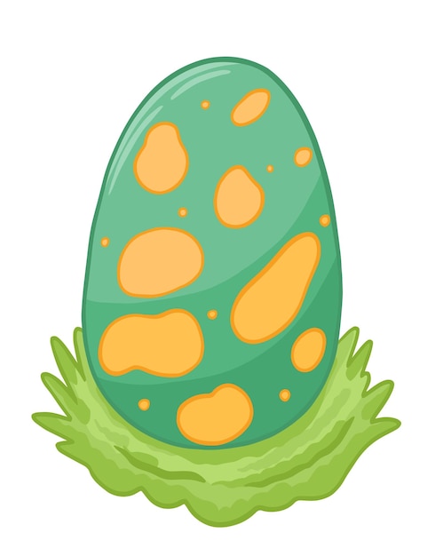 Vector green dinosaur egg in cartoon style