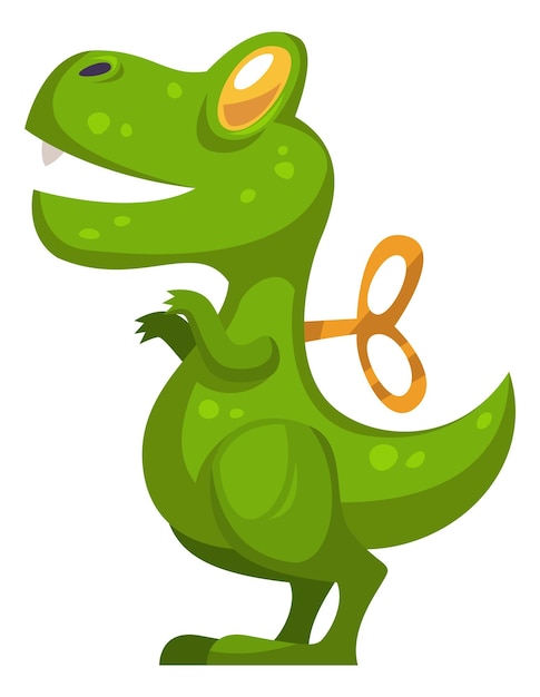 Green dinosaur icon Cartoon clockwork kid toy