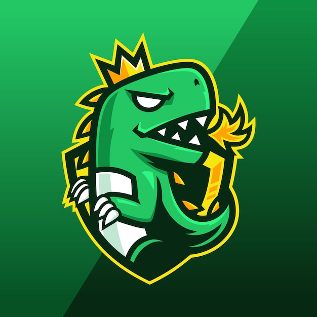 Logo mascotte dinosauro verde