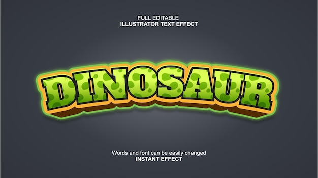 Vector green dinosaur text effect editable