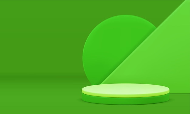 Vector green display geometric form 3d background cylinder semicircle triangle product podium vector