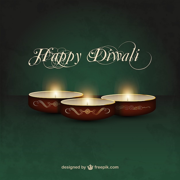 Green diwali background with candles