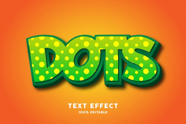 Вектор Зеленые точки, сильный эффект полужирного текста, редактируемый текст