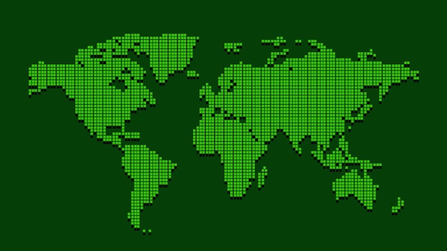 緑色の点在した世界地図