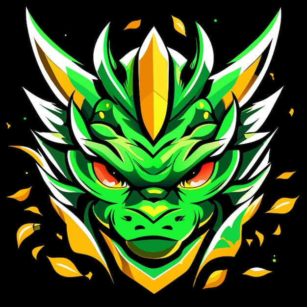 Vector green dragon tshirt design energetic saturated colors chibi contour vector white background