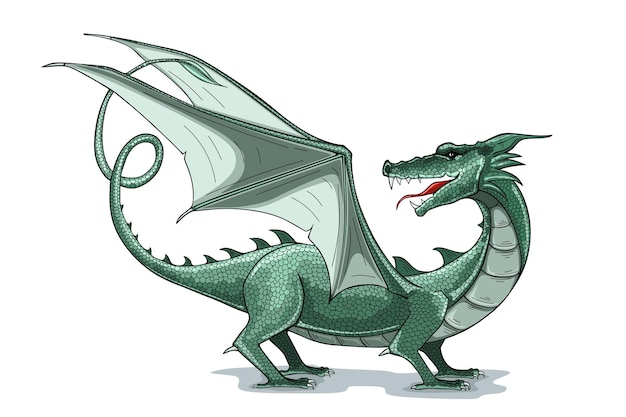 Green dragon vector cartoon illustration