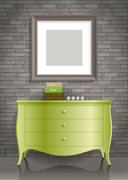 Vector green dresser and the picture