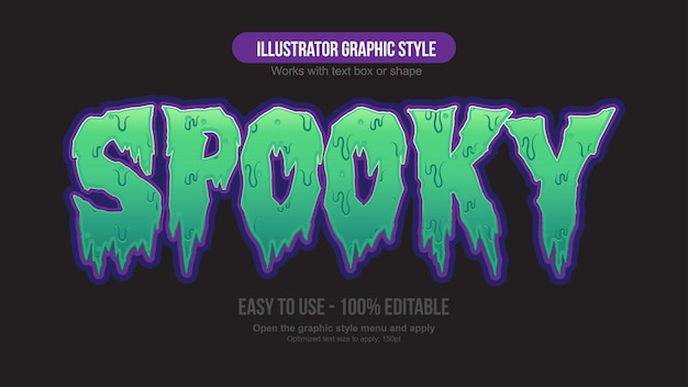 Vector green dripping halloween text effect