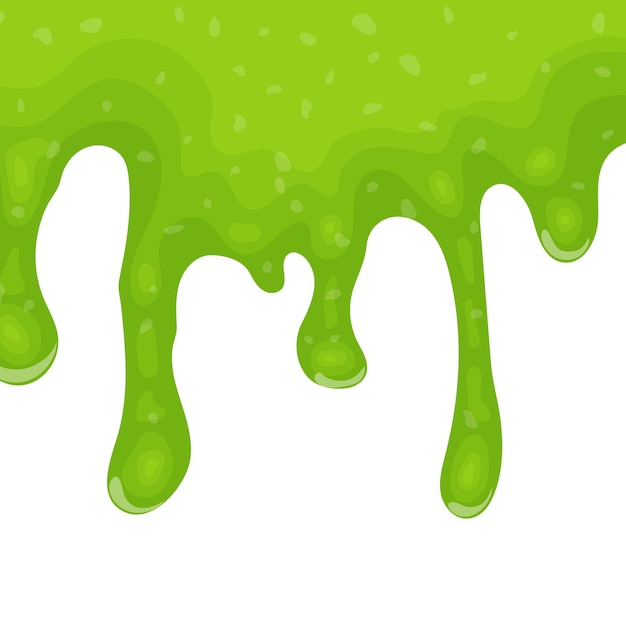 벡터 흰색 바탕에 녹색 떨어지는 액체 점액. 벡터 일러스트 레이 션