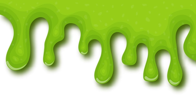 Vector green dripping liquid slime on white background. vector illustration