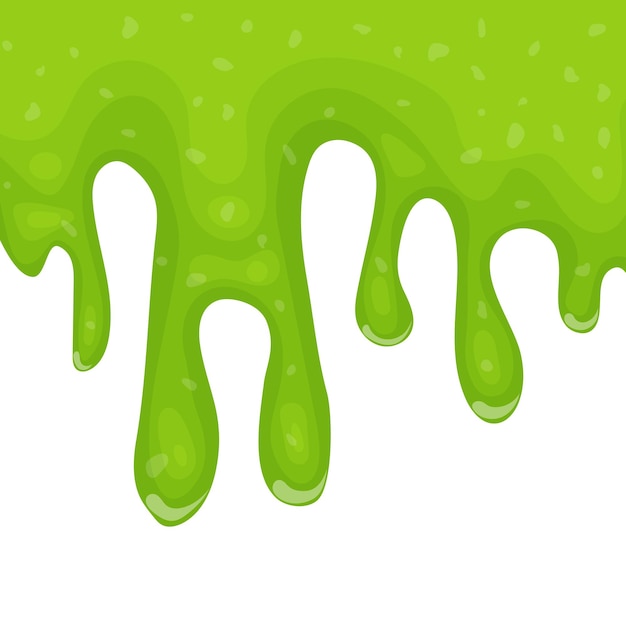 Green dripping liquid slime on white background vector illustration