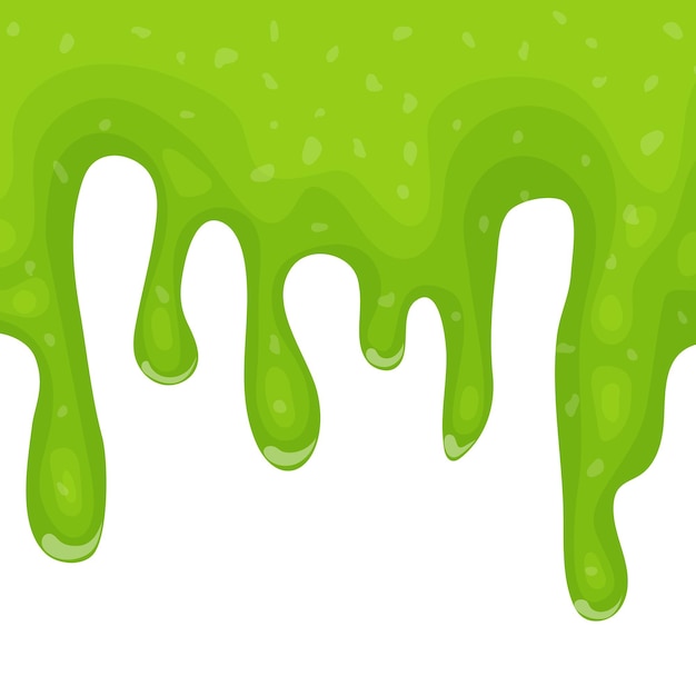 Vector green dripping liquid slime on white background vector illustration